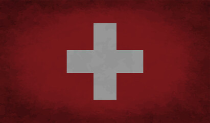 Vector illustration of Happy Switzerland National Day 01 August. Waving flags isolated on gray background.