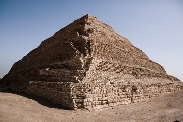 Famous Egyptian Pyramids of Giza.  Landscape in Egypt. Pyramid in desert. Africa. Wonder of the...