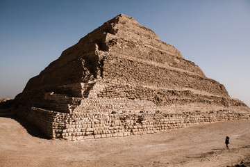 Famous Egyptian Pyramids of Giza.  Landscape in Egypt. Pyramid in desert. Africa. Wonder of the...