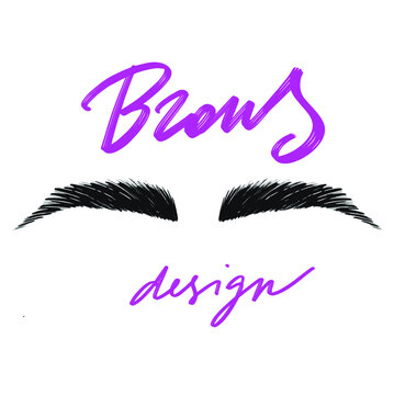 Brows design. Eyebrow perfectly shaped, vector eyebrows, business card template, tattooing, permanent make-up, graphic, element, decorative, blading, micro, eyebrow, lash, eyes, vector
