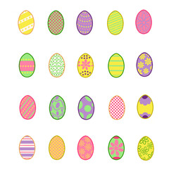 Various options of the ornament on Easter eggs. Seamless patern on a white background. Vector illustration
