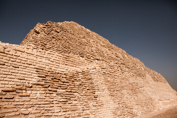 Famous Egyptian Pyramids of Giza.  Landscape in Egypt. Pyramid in desert. Africa. Wonder of the...