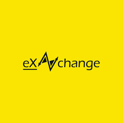 Exchange vector logo design with yellow background