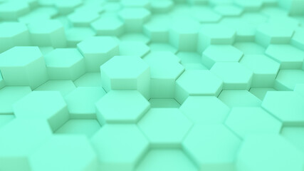 Uneven light menthol green hexagon array pattern
