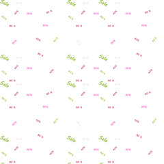 Vector layout in gentle spring colors. On a white background with a discount of 30%, 40%, 50%, 90% percent. Bright colorful illustrations with isolated selling prices. Template for advertisements 