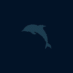 Blue dolphin vector silhouette created from dots © EPSpoint