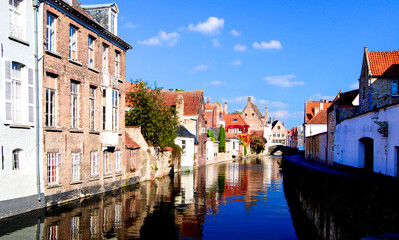 View from Augustijnenbrug Bridge. Bruges, Belgium