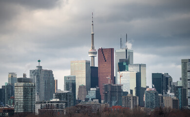 Fototapeta na wymiar Toronto city view from Riverdale Avenue. Ontario, Canada