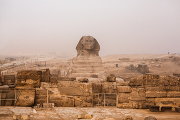 Famous Egyptian Pyramids of Giza.  Landscape in Egypt. Pyramid in desert. Africa. Wonder of the...