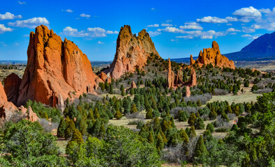 Eroded red-sandstone formations. Garden of the Gods, Colorado Springs, Colorado