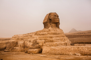 Famous Egyptian Pyramids of Giza.  Landscape in Egypt. Pyramid in desert. Africa. Wonder of the World