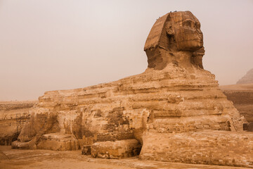 Famous Egyptian Pyramids of Giza.  Landscape in Egypt. Pyramid in desert. Africa. Wonder of the World