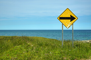 Canada, Quebec, Iles-de-la-Madeleine. Road sign