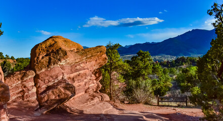 Eroded red-sandstone formations. Garden of the Gods, Colorado Springs, Colorado