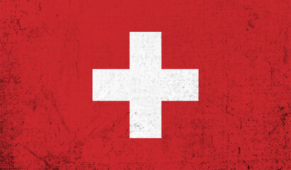 Vector illustration of Happy Switzerland National Day 01 August. Waving flags isolated on gray background.