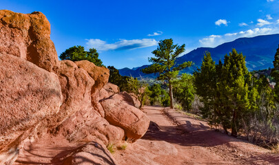 Eroded red-sandstone formations. Garden of the Gods, Colorado Springs, Colorado