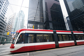 Fototapeta premium Tram streetcar in Toronto, Ontario, Canada
