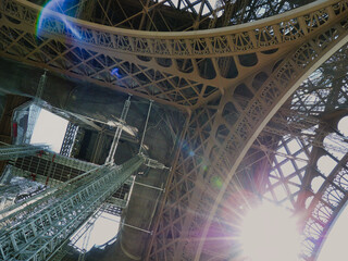 Vista abstracta de la Torre Eiffel.