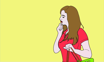 Woman thinking at supermarket