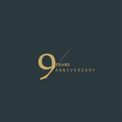 9 years anniversary logotype with modern minimalism style. Vector Template Design Illustration.