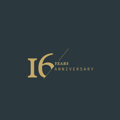 16 years anniversary logotype with modern minimalism style. Vector Template Design Illustration.