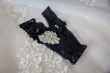 Black lace bridal garter 