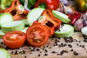 cut into pieces sweet red tomato
