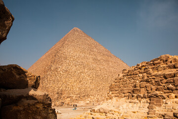 Famous Egyptian Pyramids of Giza.  Landscape in Egypt. Pyramid in desert. Africa. Wonder of the World
