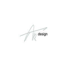 Capital letters AR design logo isolated white initials