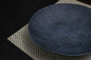 Beautiful empty black slate plate