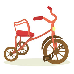 vector illustration of a baby pink tricycle, isolate on a white background