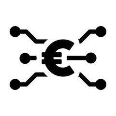 Digital euro coin icon vector currency symbol for digital transactions for asset and wallet in a flat color glyph pictogram illustration