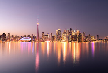 Toronto city skyline at night, Ontario, Canada