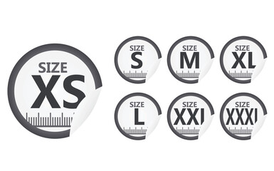 Round size labels. vector illustration