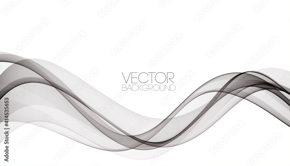 Aufkleber abstract smooth gray wave vector. curve flow grey motion illustration. gray smoke wavy lines.