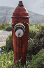 Iced water flowing from a fire hydrant