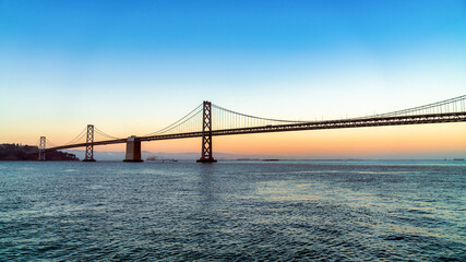Panoramic view of San Francisco Bay bridge in California, United States