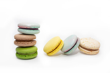 French crash macarons. Colorful macaroons. Airy macaroons
