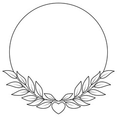 Laurel wreath, Floral monogram, Laurel leaves, Leaf frame, Monogram frame, Wedding monogram, Botanical wreath