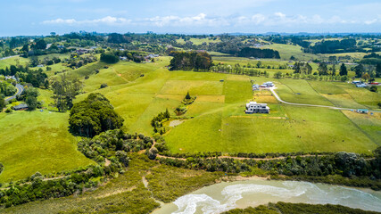 Aerial view of beautiful countryside. Auckland, New Zealand.