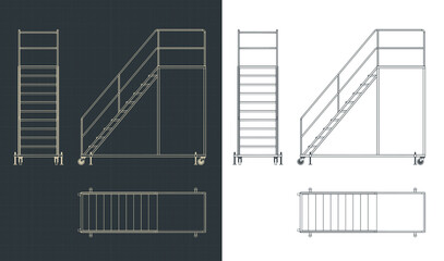Rolling Service Ladder drawings © blacklight_trace