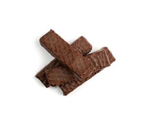 Chocolate Wafers Isolated, Wafer Biscuits Coated in Chocolate