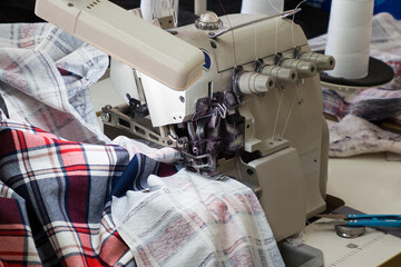 A sewing production, tailoring close-up