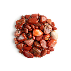 Jasper pebbles isolated, red sardonyx polished stones