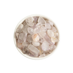 Rose quartz pebbles isolated, pink quartz polished stones