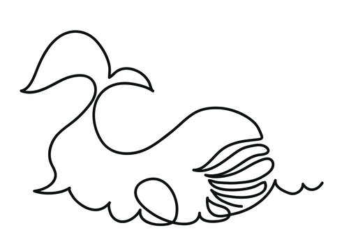 One line drawing of whale.
One continuous line drawing of whale in half air, half water.