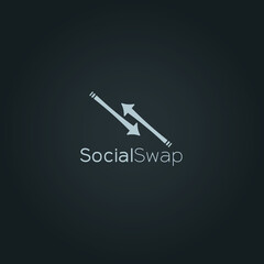 Social swap logo design with black background - obrazy, fototapety, plakaty