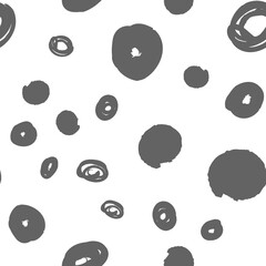 Doodle dots texture. Seamless pattern with ink brush circles. Abstract Hand drawn background for design and decoration textile, covers, package, wrapping paper.