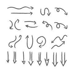 Hand drawn arrows collection. Arrow doodle set. Hand drawn graphic elements.