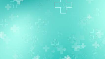 Abstract medical green blue cross pattern background.